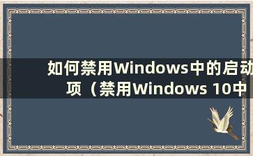 如何禁用Windows中的启动项（禁用Windows 10中的自启动程序）